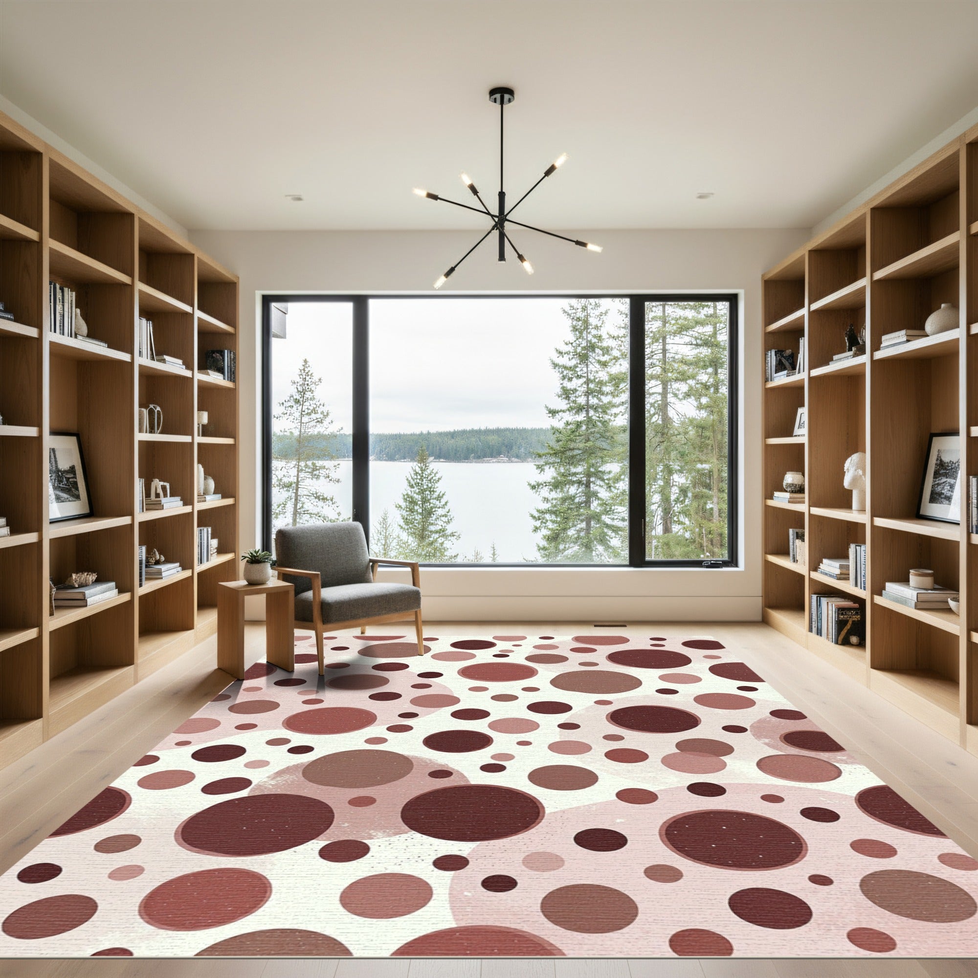 Crimson And Rose Dot Composition Rug
