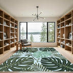 Lush Tropical Monstera Palm Leaf Rug