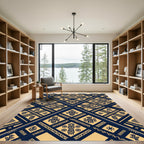 Navajo Inspired Dark Blue Terra Cotta Medallions Rug