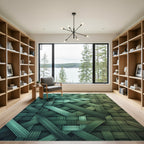 Teal Green Woven Interlocking Ribbons Rug