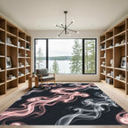 Abstract Pink and White Smoke Swirl Rug