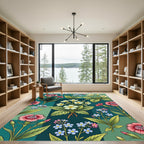 Vintage Floral Collage Emerald Garden Rug