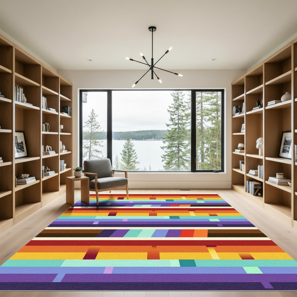 Gradient Abstract Rectangles With Color Blocks Rug