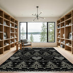 Cozy Gray Heart Tree Stripe Rug