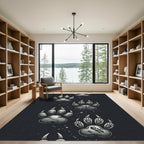 Grayscale Wildlife Paw Prints Rug