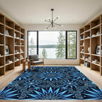 Celestial Blue Starry Paisley Mandala Rug