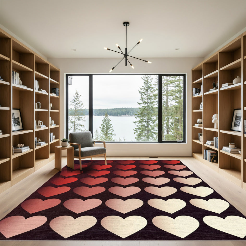 Ombre Heart Fade Gradient Minimalist Rug