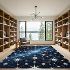 Celestial Silver Starry Midnight Sky Rug