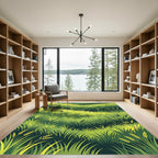 Verdant Green Field Wheat Stalks Rug