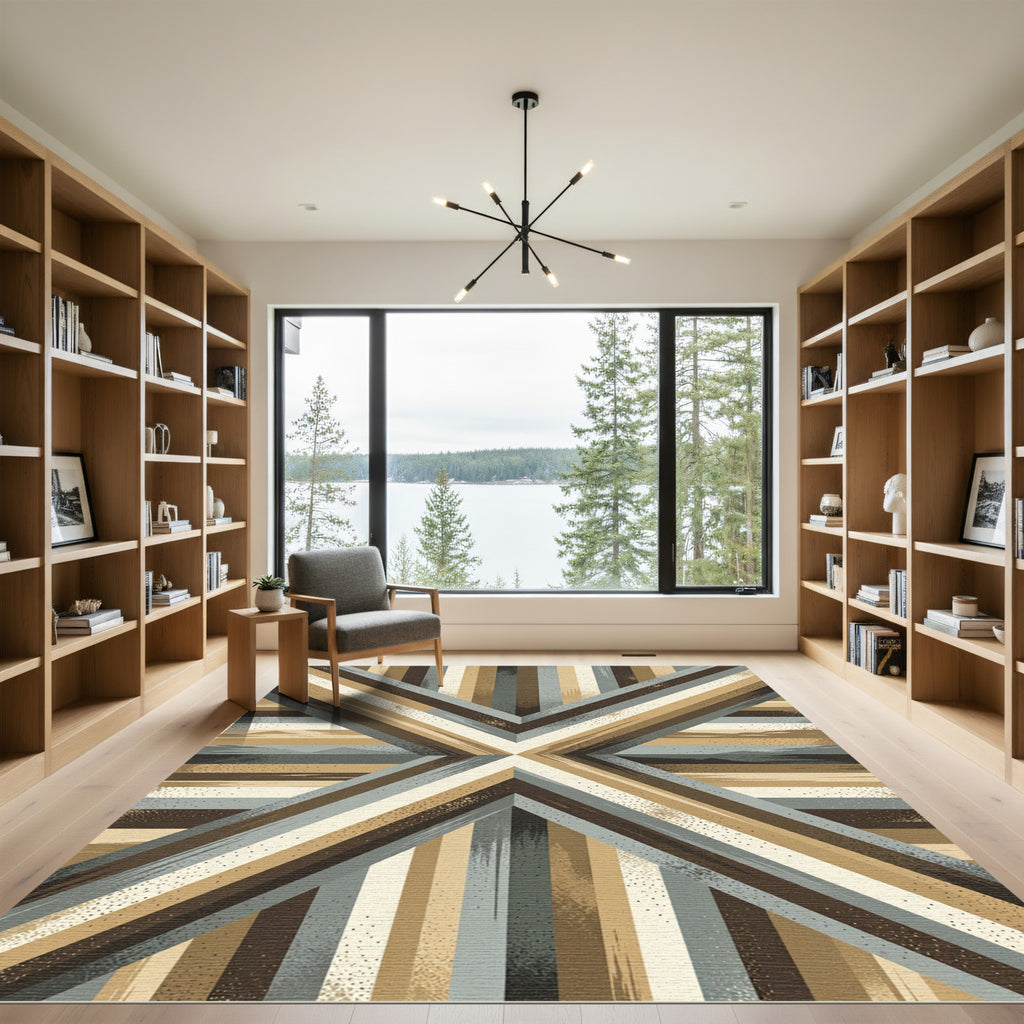 Earthy Tones Geometric Stripe Chevron Rug