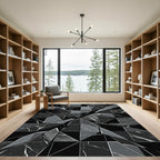 Dark Gray Shattered Marble Geometric Rug