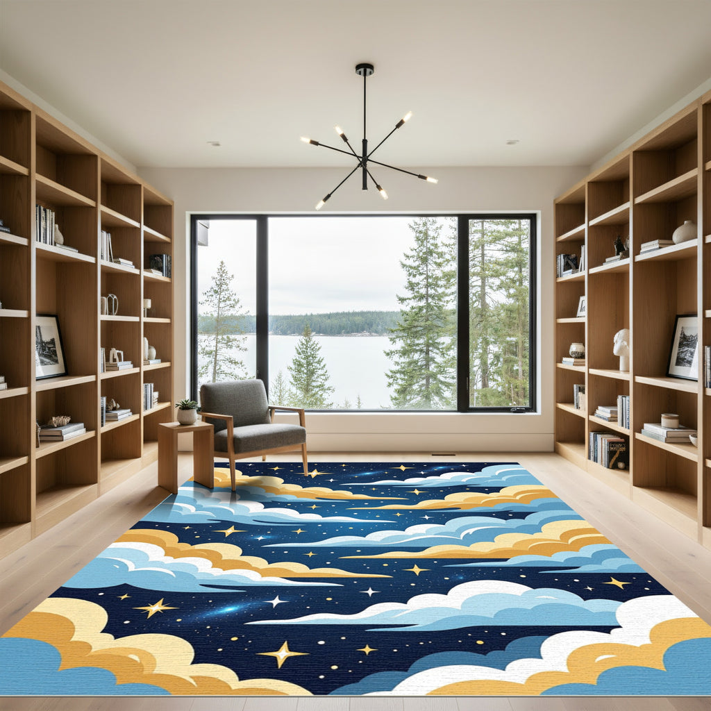 Cosmic Starry Night Cloudscape Rug