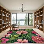 Lush Pink Anthurium Tropical Foliage Rug