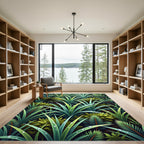 Dewy Forest Grass and Fern Foliage Rug