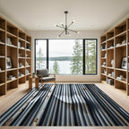 Metallic Industrial Corrugated Silver Striped Rug