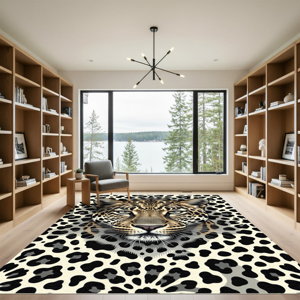 Majestic Leopard Close-up Cream Black Rug