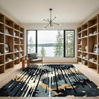 Dark Abstract Drip Stain Composition Rug