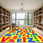Bright Alphabet Hands Collage Rug