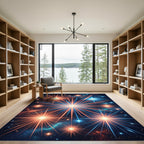 Radiant Crimson and Cobalt Starburst Rug