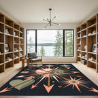 Coral And Olive Heart Arrow Burst Rug