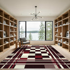 Deep Red White Plaid Checkerboard Rug