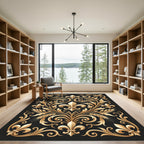 Golden Fleur De Lis Wheat Garland Rug
