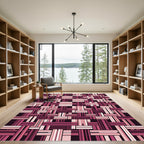 Retro Pink Striped Weave Composition Rug