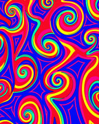 Vibrant Psychedelic Swirl Abstract Rug