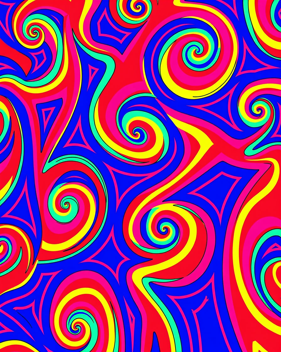 Vibrant Psychedelic Swirl Abstract Rug