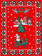 Christmas Village Santa Claus Driving Rug