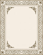 Elegant Brown Faux Scroll Border Rug