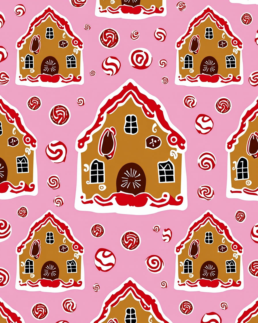 Gingerbread Houses Candy Pink Swirls Rug