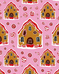 Gingerbread Houses Candy Pink Swirls Rug