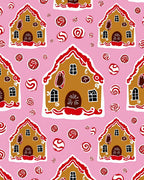 Gingerbread Houses Candy Pink Swirls Rug