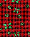 Red Black Plaid Holly Berry Star Rug