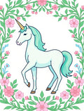 Whimsical Unicorn Pink Floral Garden Art Rug