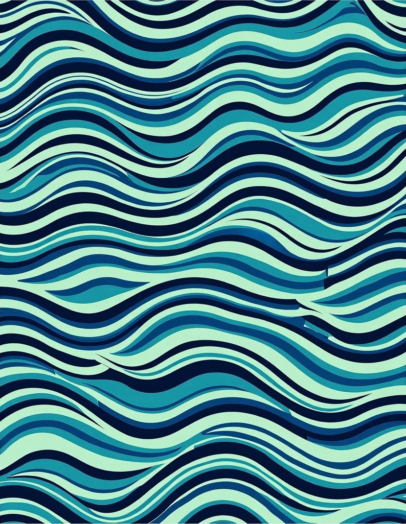 Wavy Blue Ocean Stripe Rug