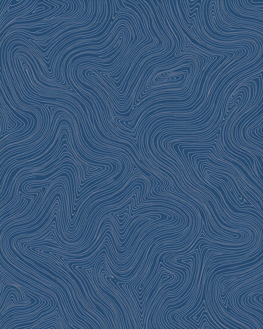 Deep Blue Swirling Topography Rug