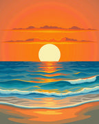 Vibrant Orange Sunset Ocean Waves Rug