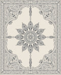 Light Gray Ornate Floral Mandala Rug