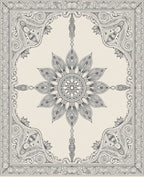 Light Gray Ornate Floral Mandala Rug