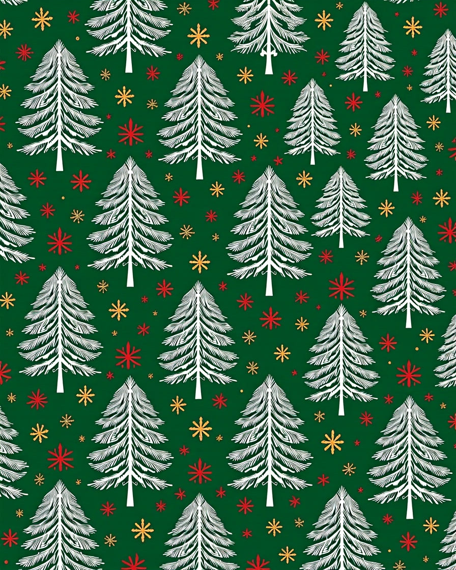White Pinecone Snowflakes Green Rug