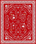 Bold Red Whimsical Celestial Garland Rug