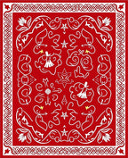 Bold Red Whimsical Celestial Garland Rug
