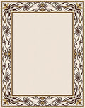 Ornate Brown and Gold Floral Border Rug