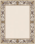 Ornate Brown and Gold Floral Border Rug