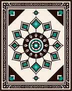 Jewel Tone Teal Geometric Sunburst Rug