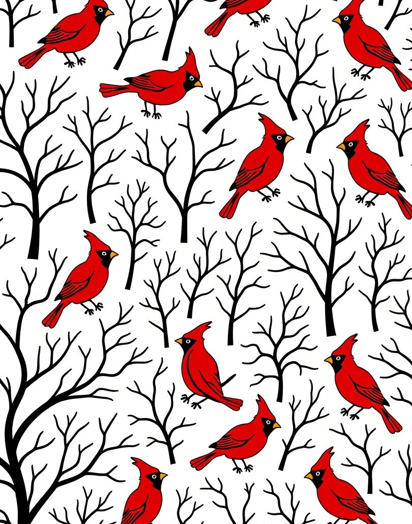 Cardinal Birds on Bare Winter Trees Rug