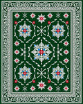 Emerald White Snowflake Medallion Borders Rug