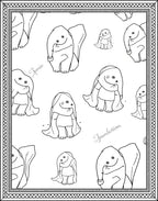 Whimsical Black White Elephant Collage Rug